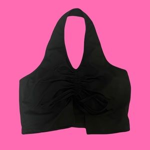 Halter top with synched front and bow